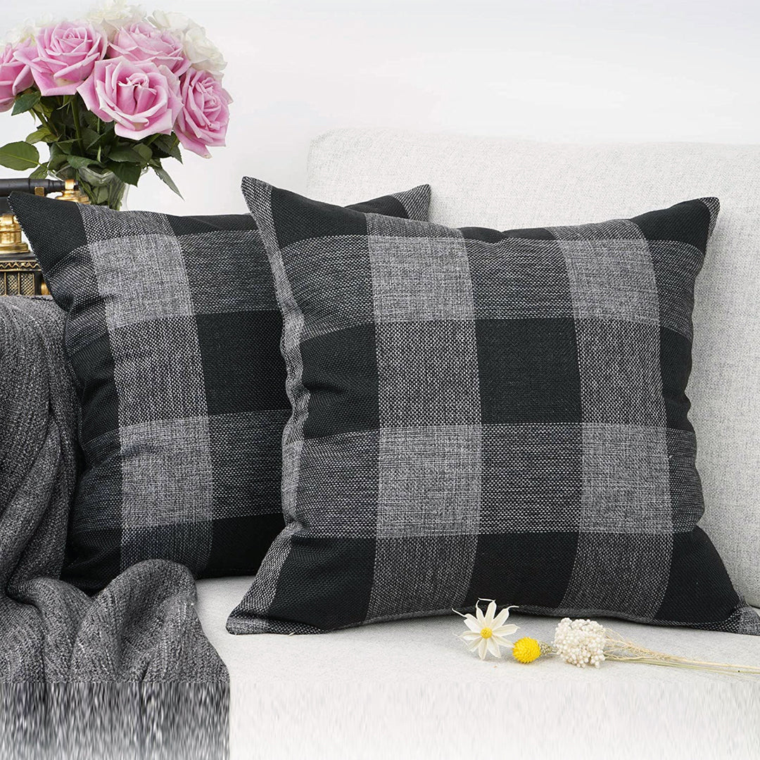 Buffalo Check Square Throw Pillow Covers with Hidden Zipper