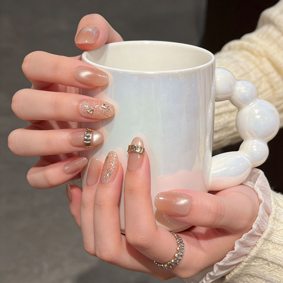 Elegant Decorative Press-On Nail Extensions with Pearls Stornfield