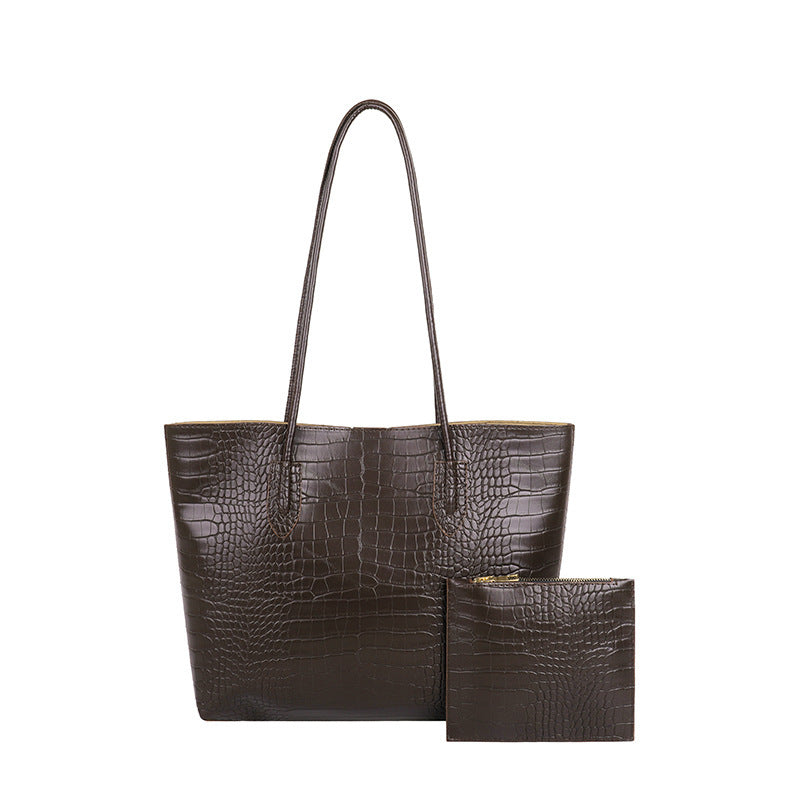Crocodile-Embossed Tote Bag with Detachable Clutch Stornfield