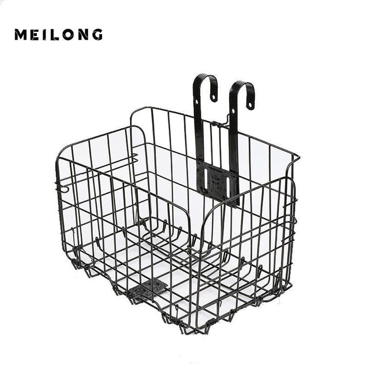 foldable steel wire rear bike cargo basket with adjustable quick-release hooks Stornfield