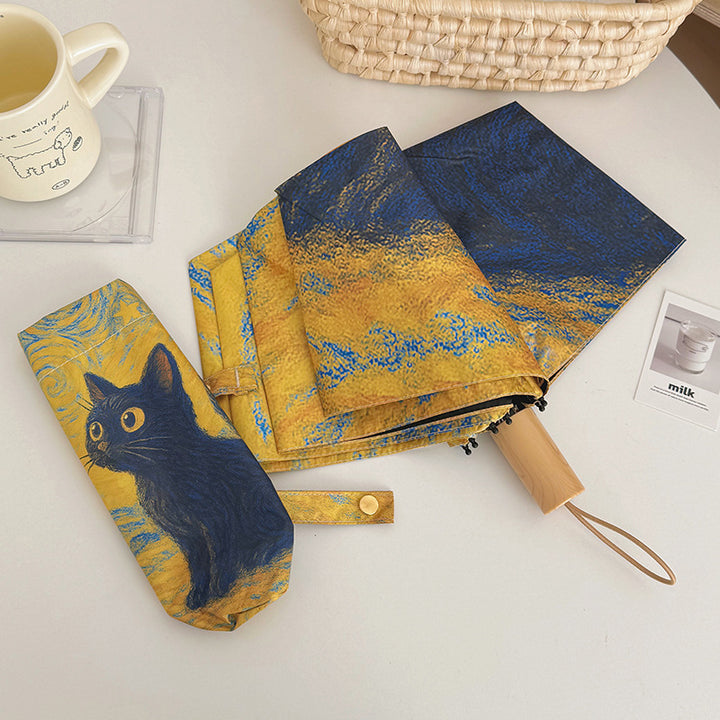 Women's Automatic Folding Umbrella with Cat Design Stornfield