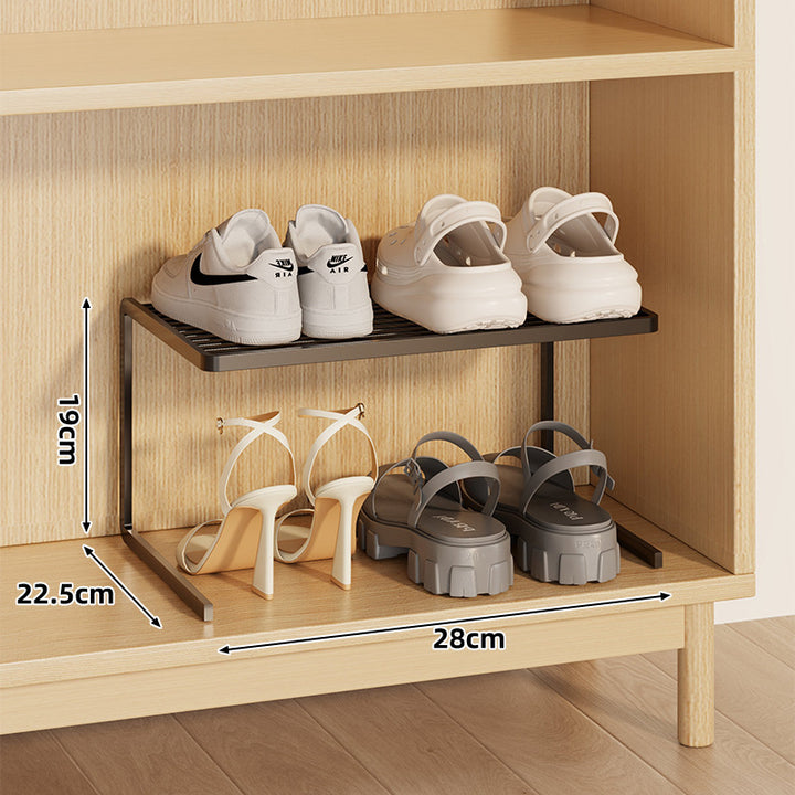 Compact Double-Layer Adjustable Shoe Shelf Riser for Cabinet and Closet