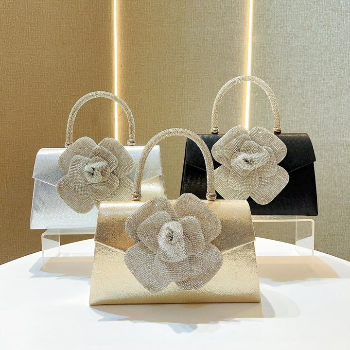 Glamorous Floral-Embellished Evening Handbag