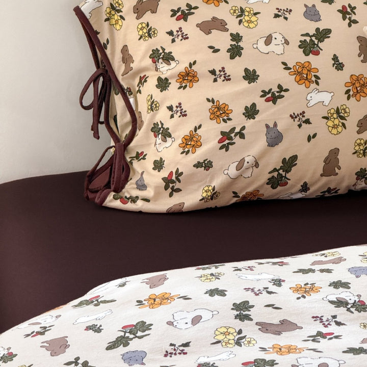 Cotton Percale Duvet Cover Set with Corner Ties and Pillowcases