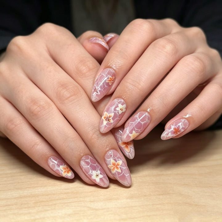 Artistic Floral-Patterned Press-On Nails Stornfield