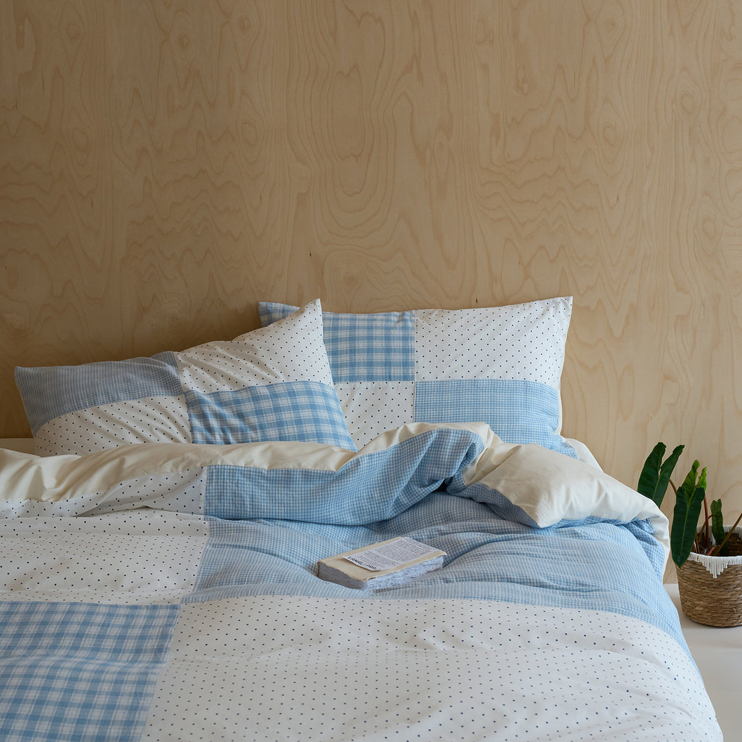 Reversible Brushed Cotton Gingham & Dot Duvet Cover Set