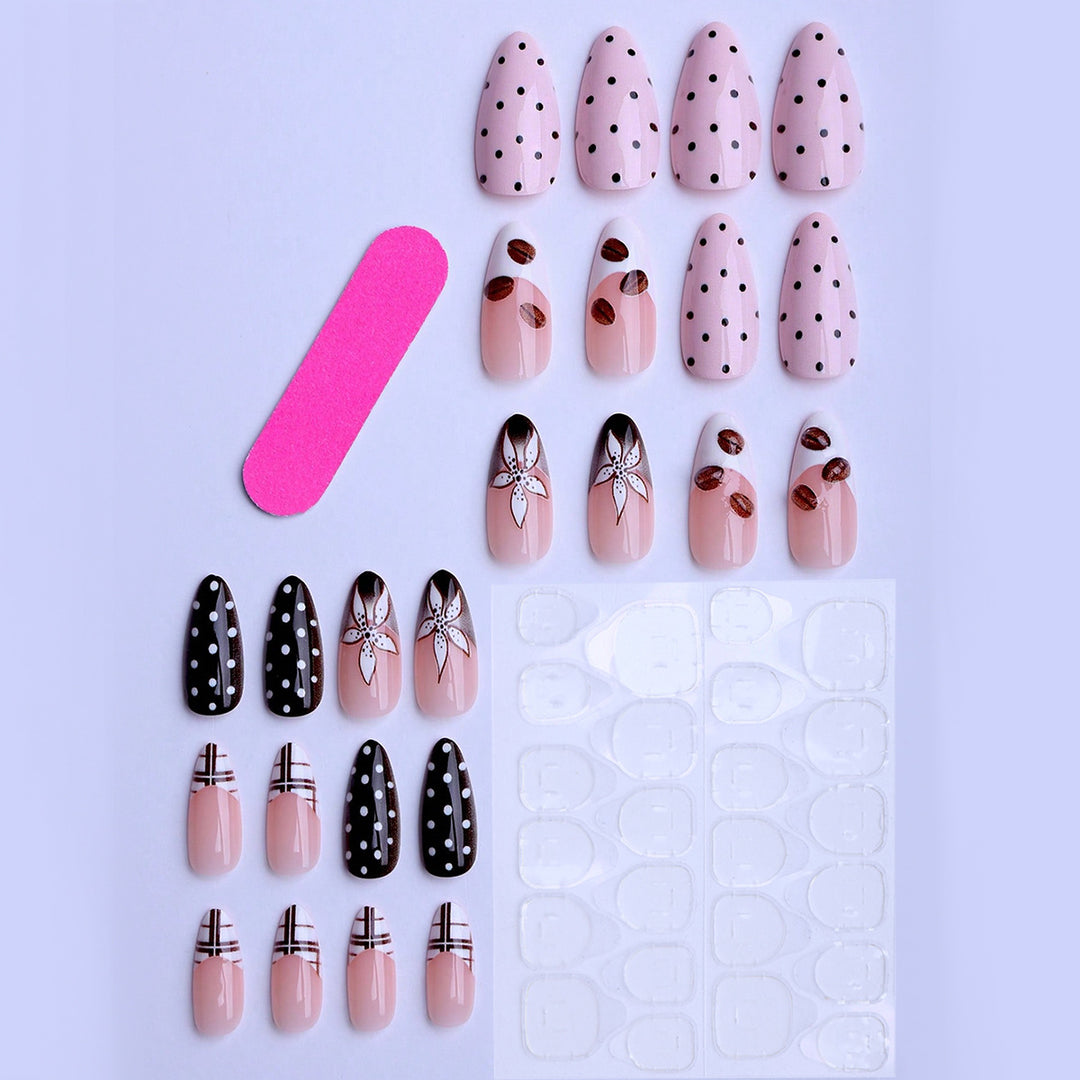 Artificial nails with elegant floral design and creative accents Stornfield