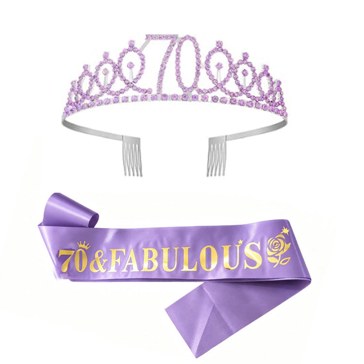Women's Glittering Birthday Tiara Set with Sash Stornfield