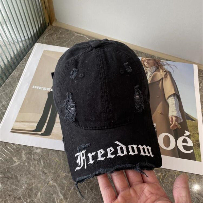 Women's Distressed Freedom Embroidered Baseball Cap Stornfield