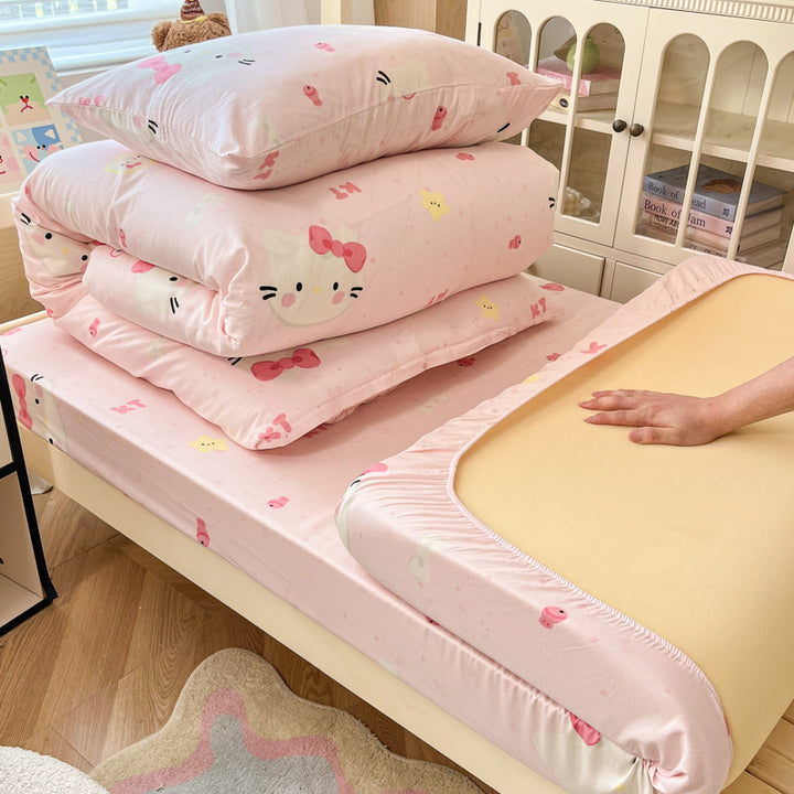 Floral Cotton Sateen Bedding Set with Quilted Duvet Pillow and Memory Foam Topper