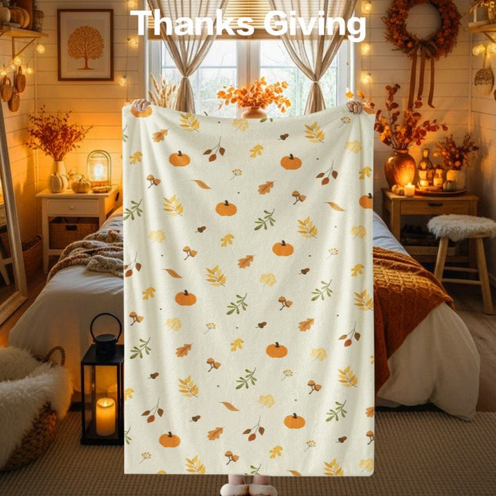 Thanksgiving-Themed Cozy Fleece Blanket