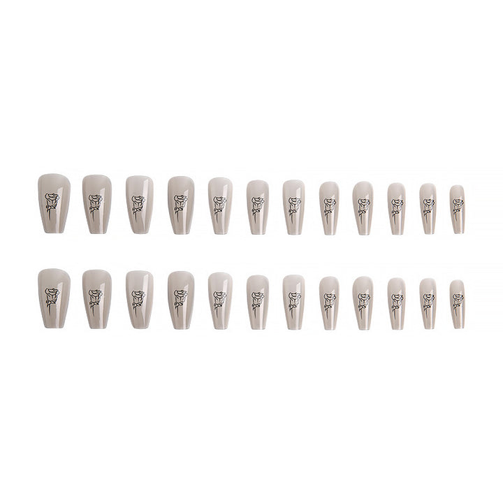 Artful Nail Tips with Rose Pattern Stornfield