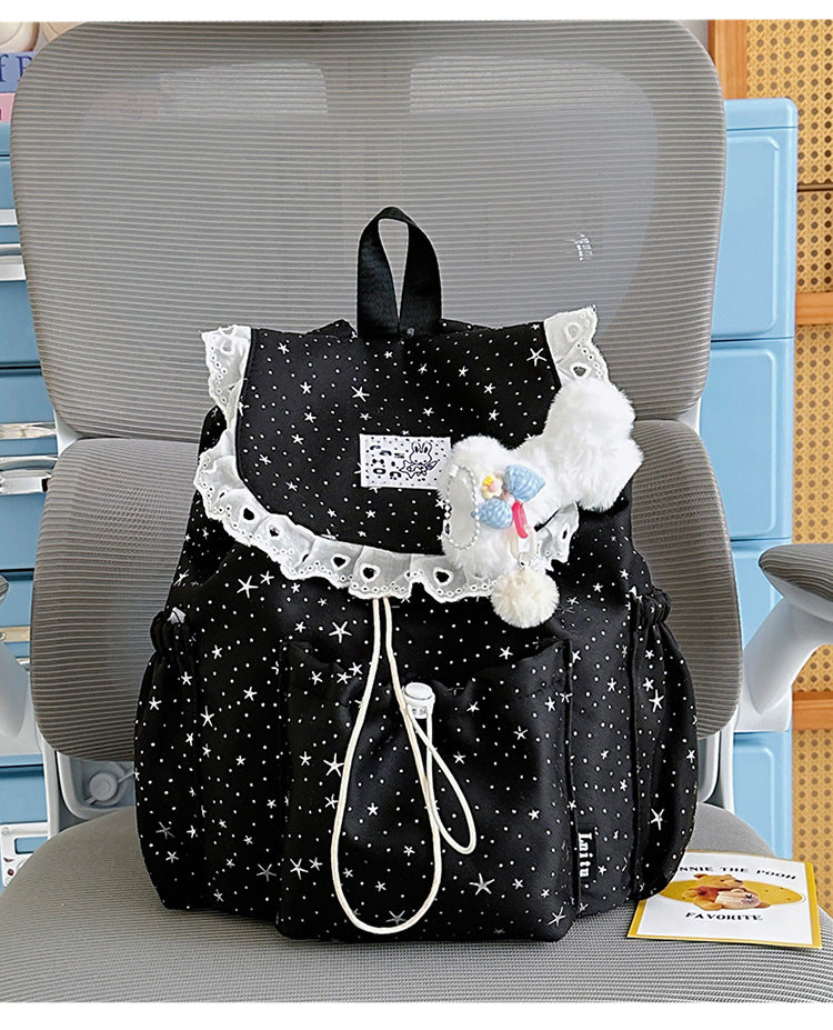 Star Print Ruffled Backpack Stornfield