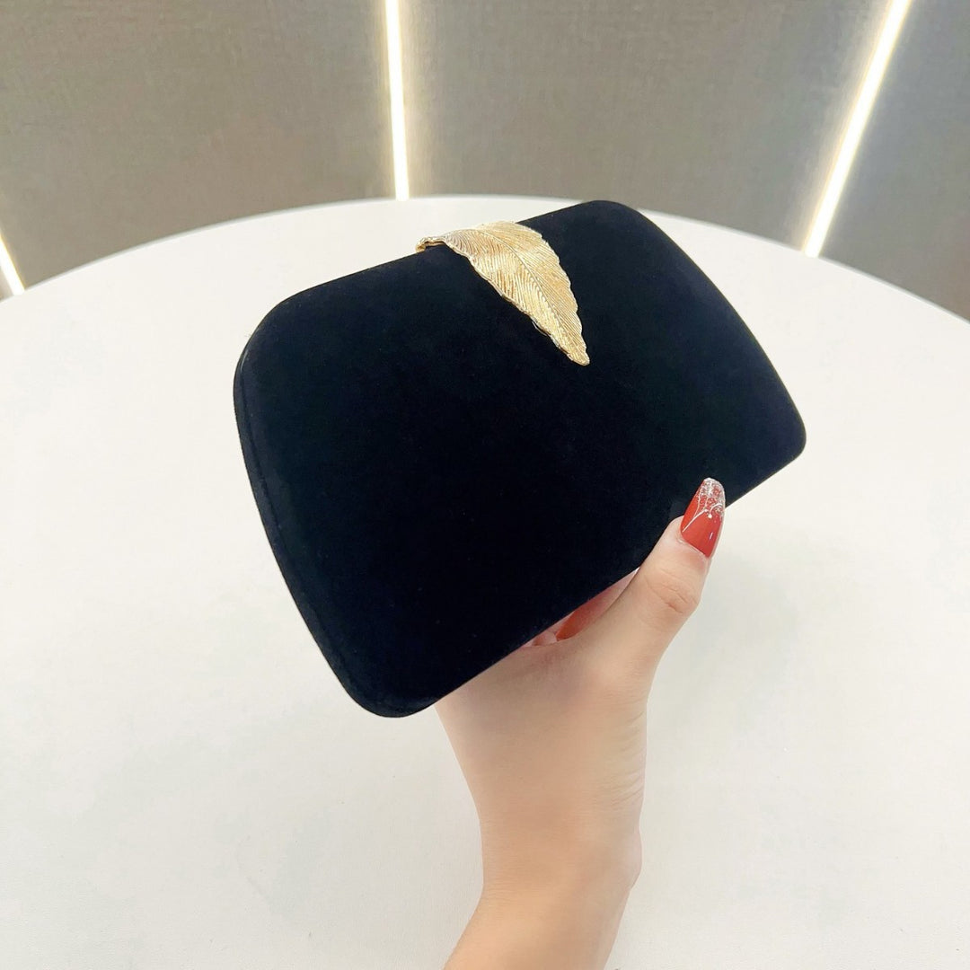 Elegant Leaf-Accented Evening Clutch