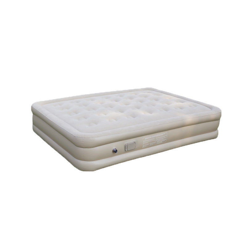 automatic inflate double flocked air mattress with integrated electric pump and raised edge comfort Stornfield