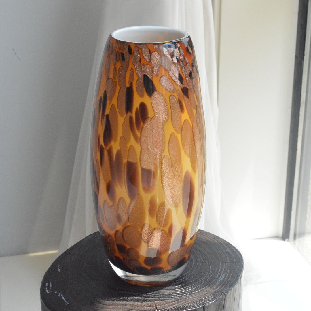 Handblown Speckled Glass Bulb Vase with Narrow Mouth and High-Gloss Finish Stornfield