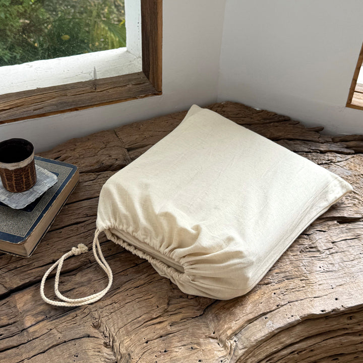 Organic Linen-Texture Breathable Duvet Cover Set with Corner Ties