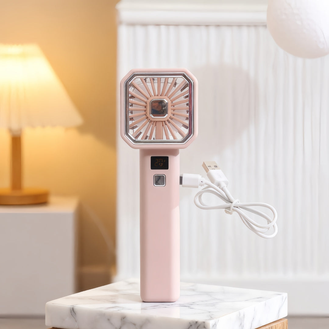 Women's Portable Handheld Fan with LCD Display and USB Charging Function Stornfield