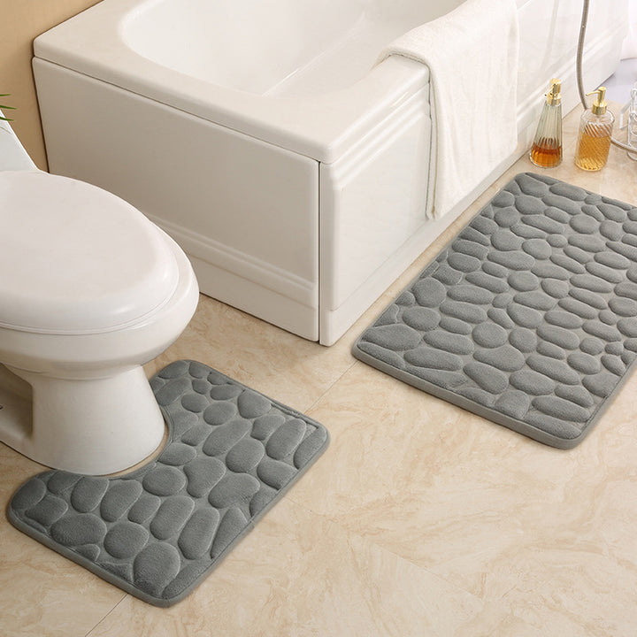 Textured Stone Pattern Bath Mat Set Stornfield