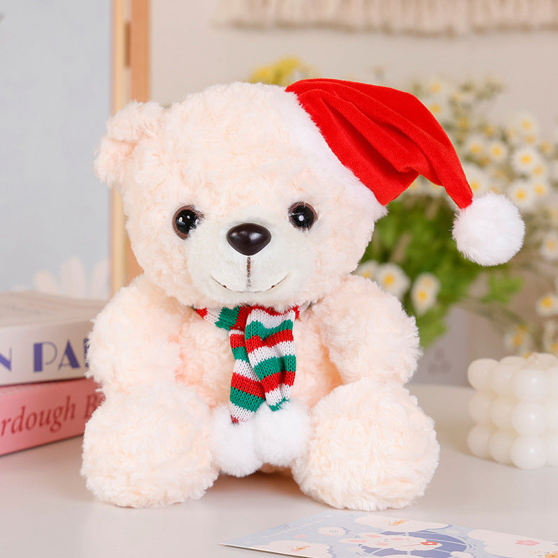 Festive Holiday Plush Bear Decorative Sitting Cuddler with Pom-Scarf & Velour Hat Stornfield