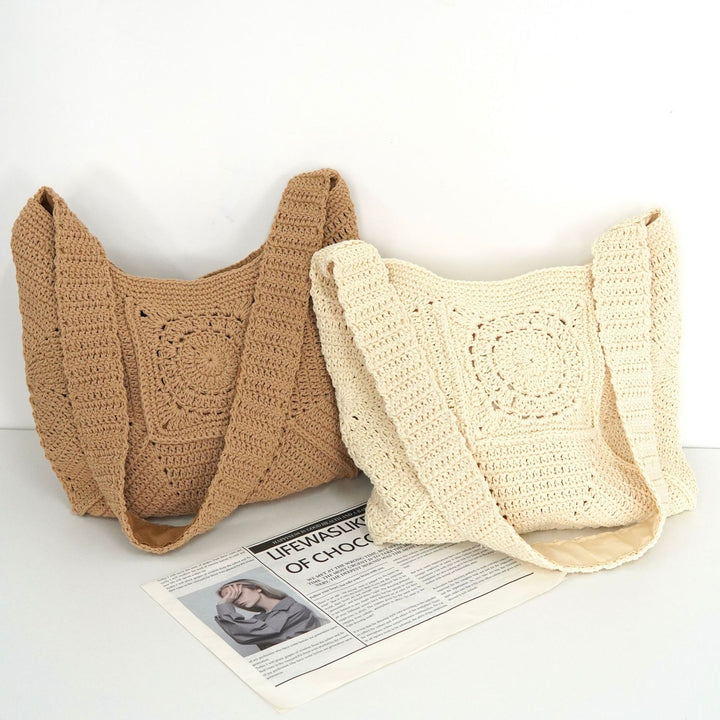 Handmade tote bag with artistic crochet pattern Stornfield