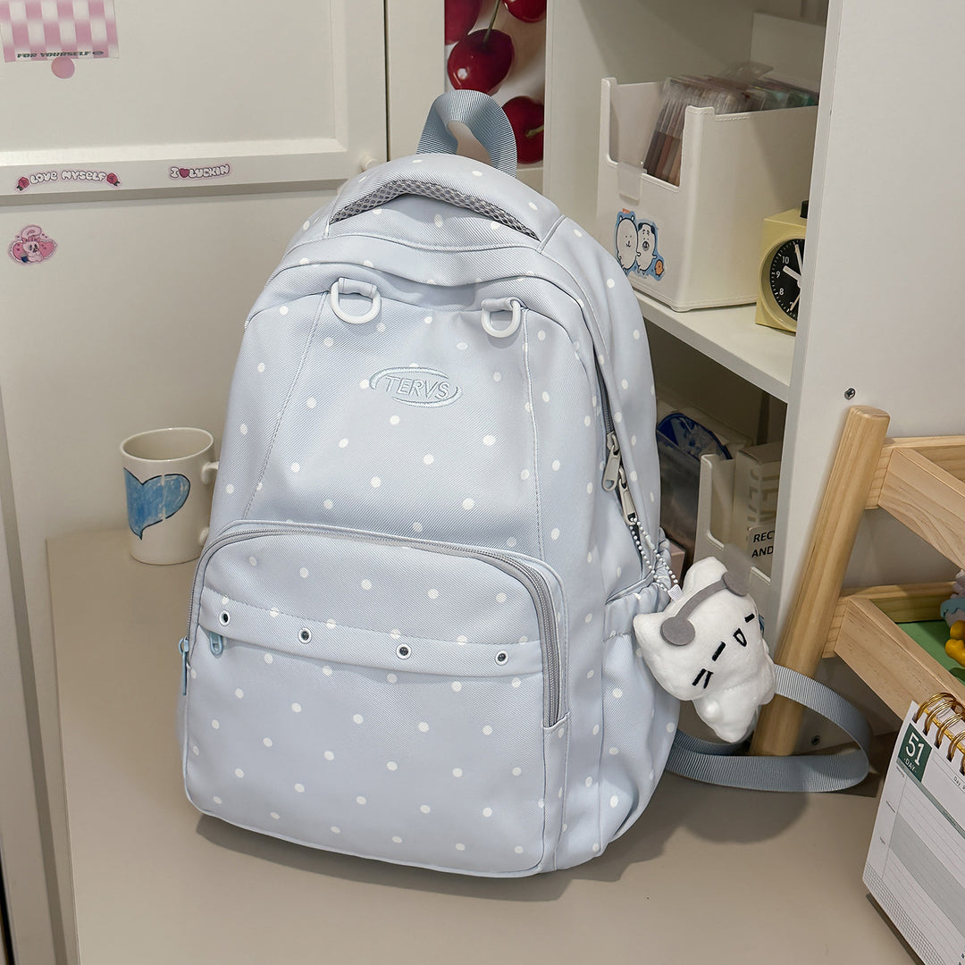 Polka Dot Print Backpack with Accessories Stornfield