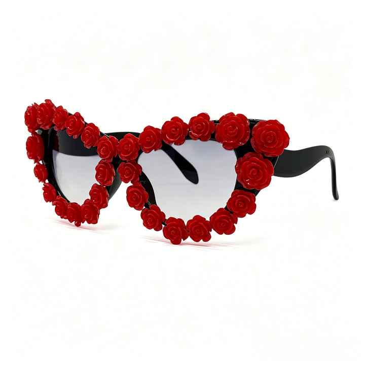 Women's Heart-Shaped Sunglasses with Floral Application Stornfield