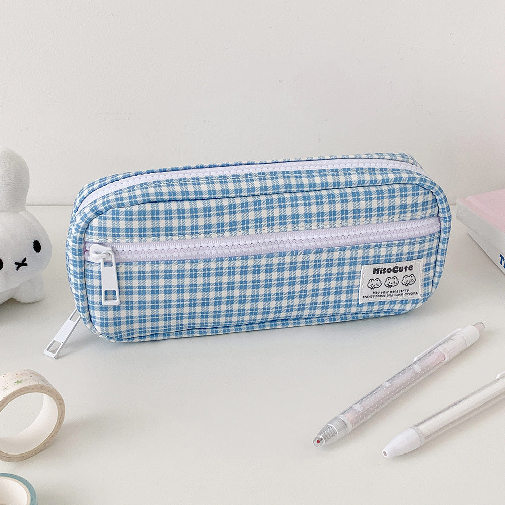 Stylish Gingham Checkered Pencil Case Stornfield