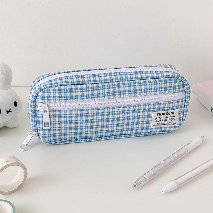 Stylish Gingham Checkered Pencil Case Stornfield