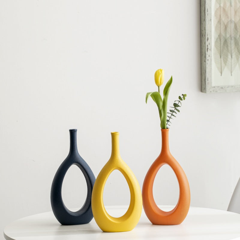 Artistic Circle-Shaped Ceramic Vase