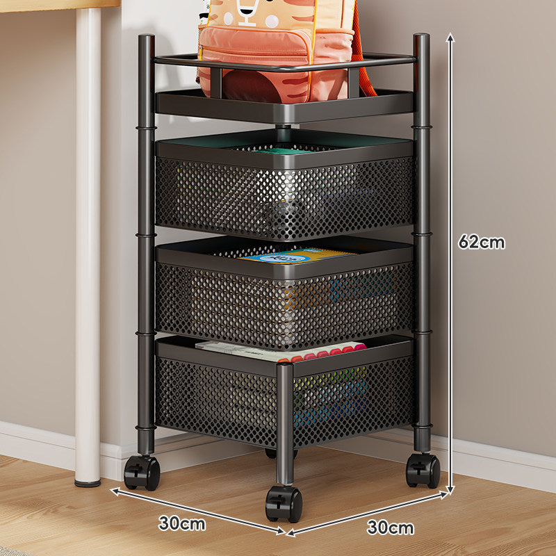 Compact Rolling Mesh Multi-Tier Corner Storage Cart