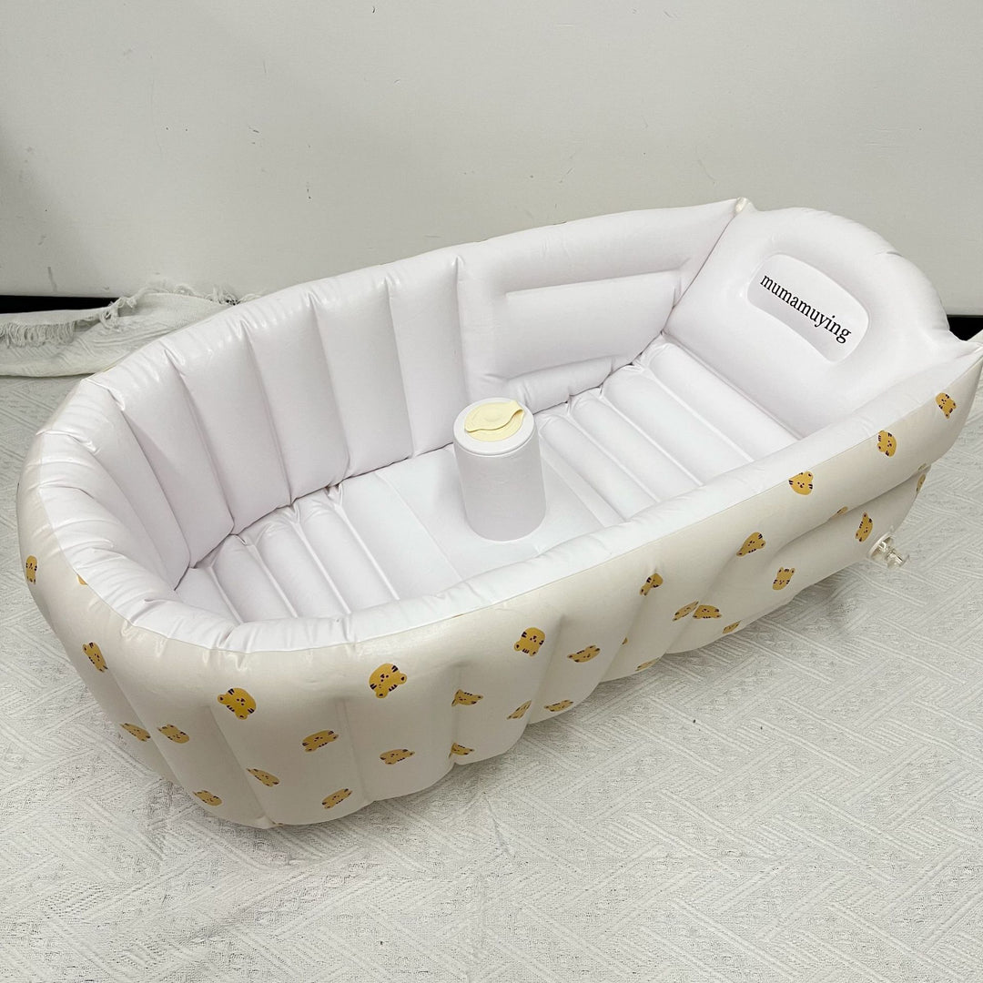 Inflatable Portable Baby Bathtub with Headrest and Built-In Cup Holder