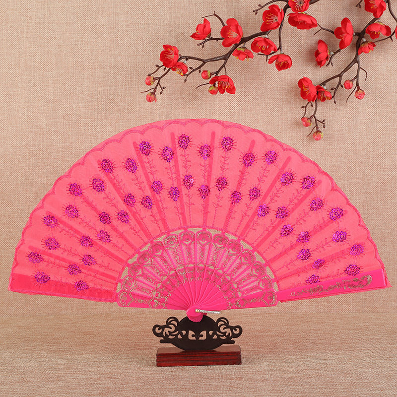 Women's folding fan with artistic decorations Stornfield