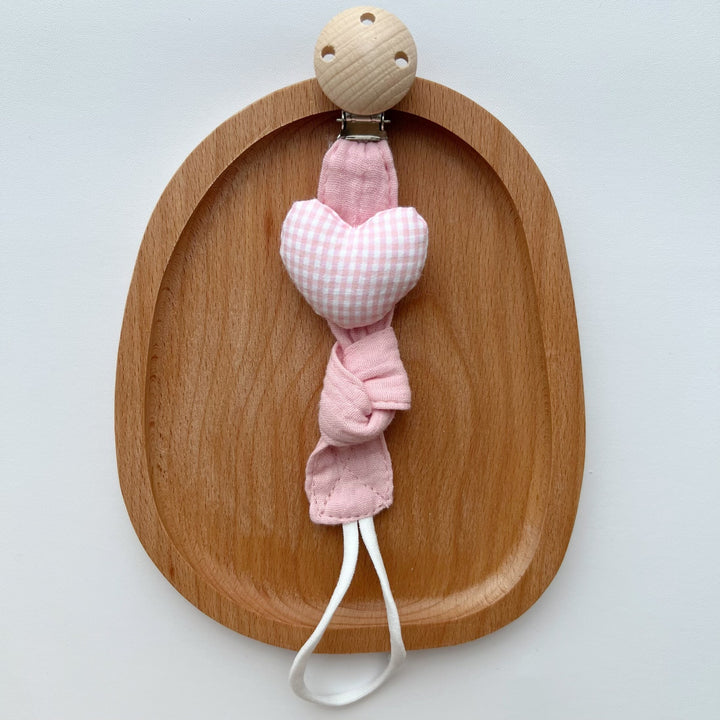 Wooden Clip Fox Plush Pacifier Holder with Knotted Muslin Strap