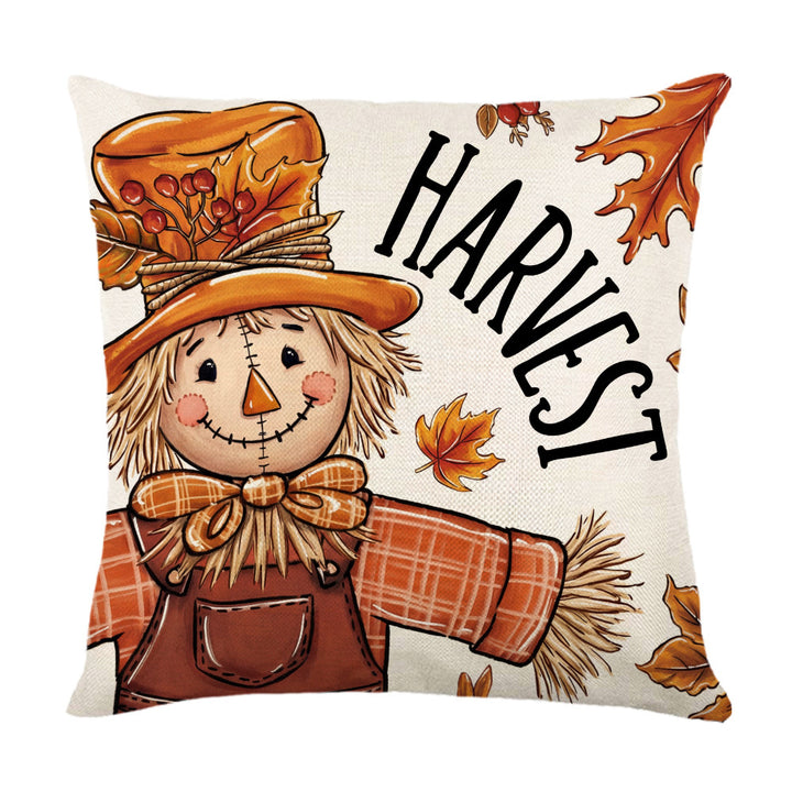 Decorative Autumn Basket Pumpkin Sunflower Square Pillow Cover with Hidden Zipper