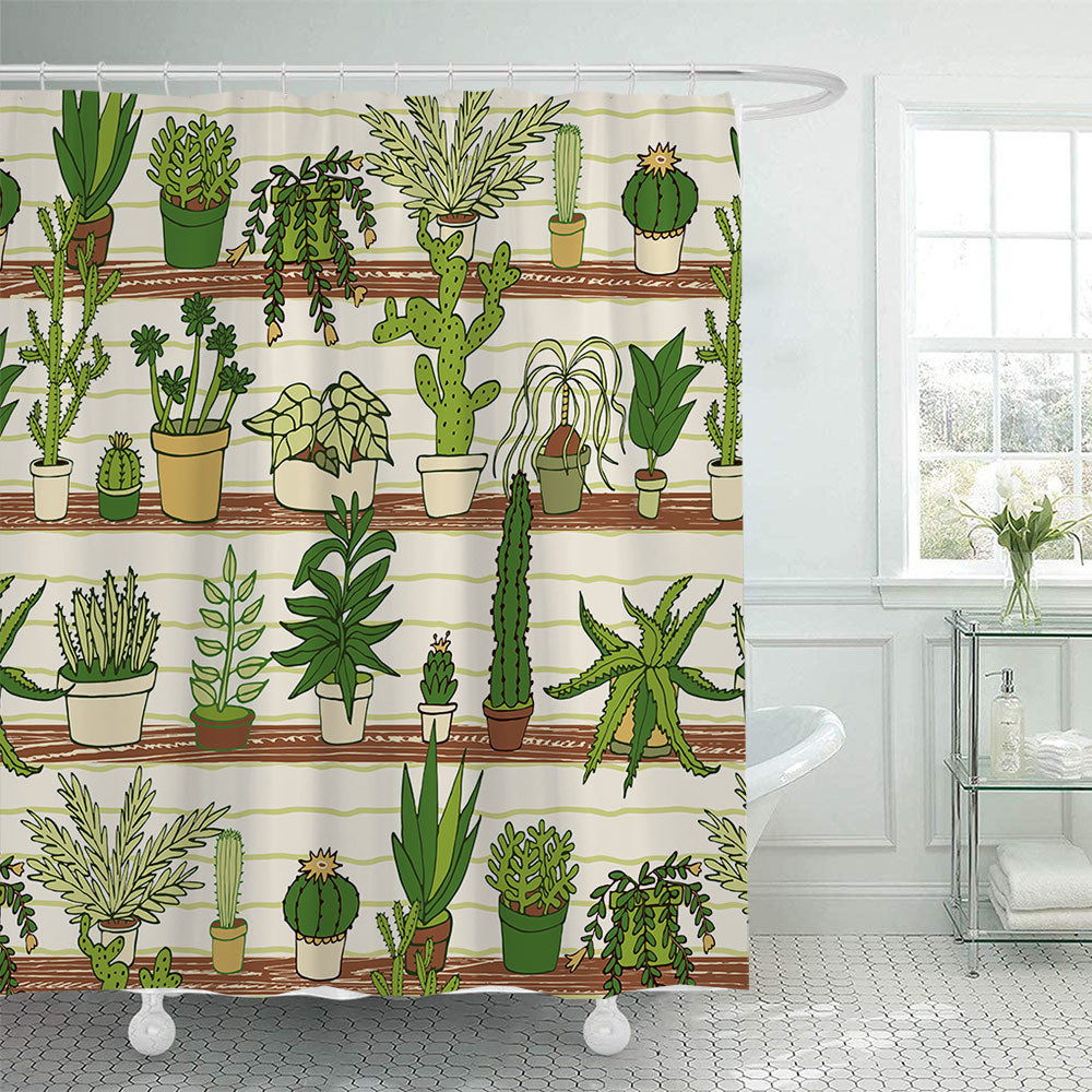 Cactus Garden-Themed Shower Curtain Stornfield