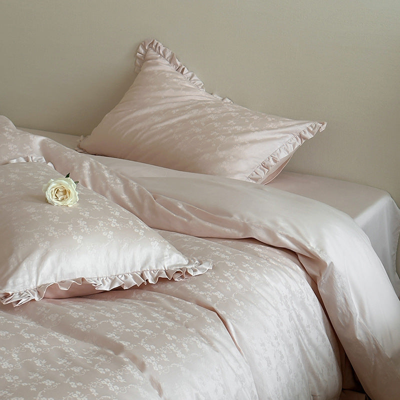 Jacquard Cotton-Sateen Duvet Cover Set with Subtle Woodgrain Texture