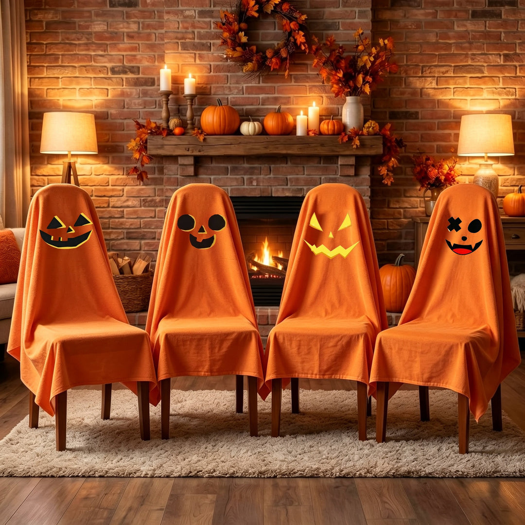 Ghost Throw Costume with Sewn-On Eyes and Bow Appliqué