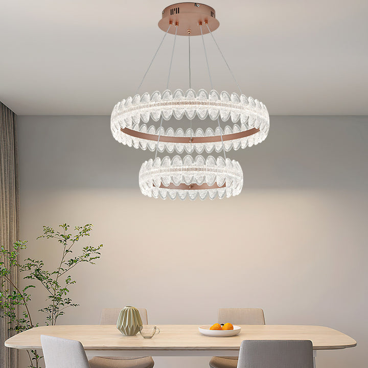 Modern Double Layer Crystal Pendant Light