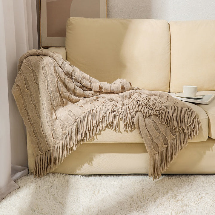 Textured Fringe Throw Blanket