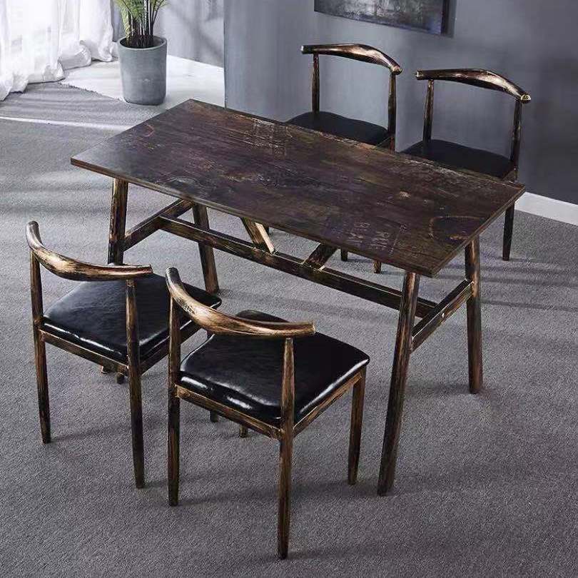 Vintage dining table with custom license plate design Stornfield