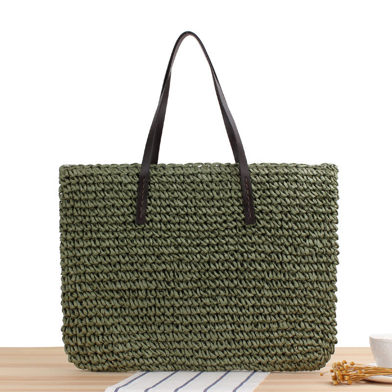 Timeless wicker tote bag with leather handles Stornfield