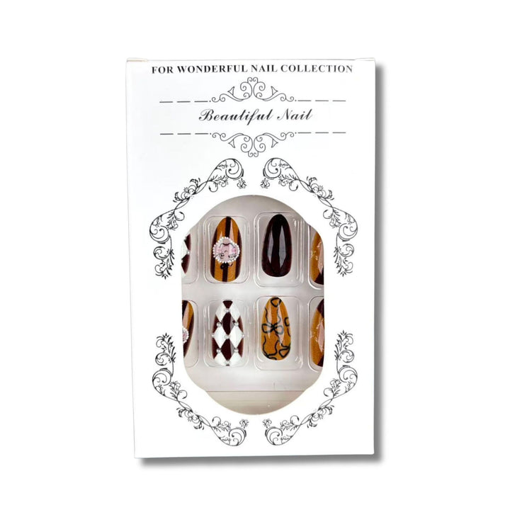 Artistic Press-On Nail Art Set with Unique Patterns