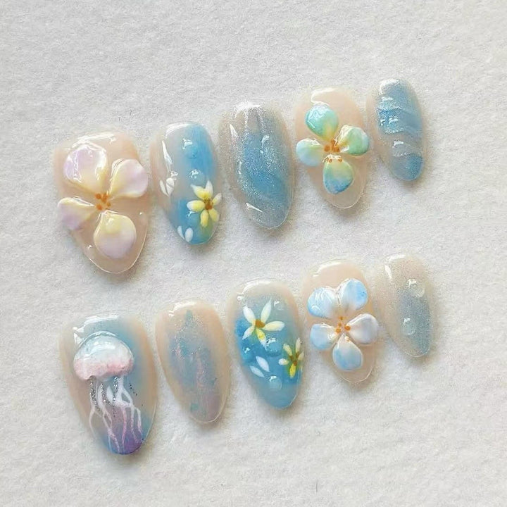 Floral-Inspired Artistic Press-On Nail Set