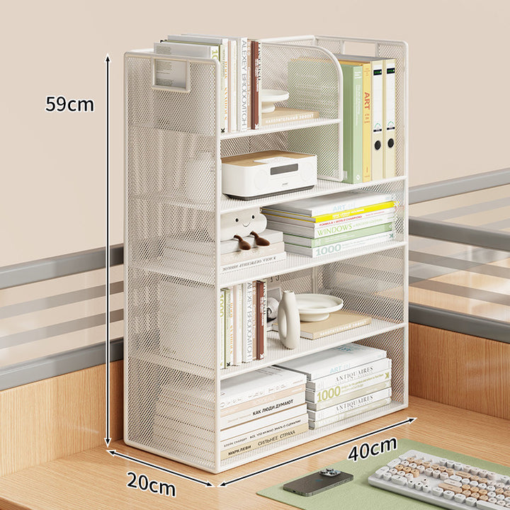 Mesh Desktop Open-Shelf Organizer with Integrated Handles and Dividers