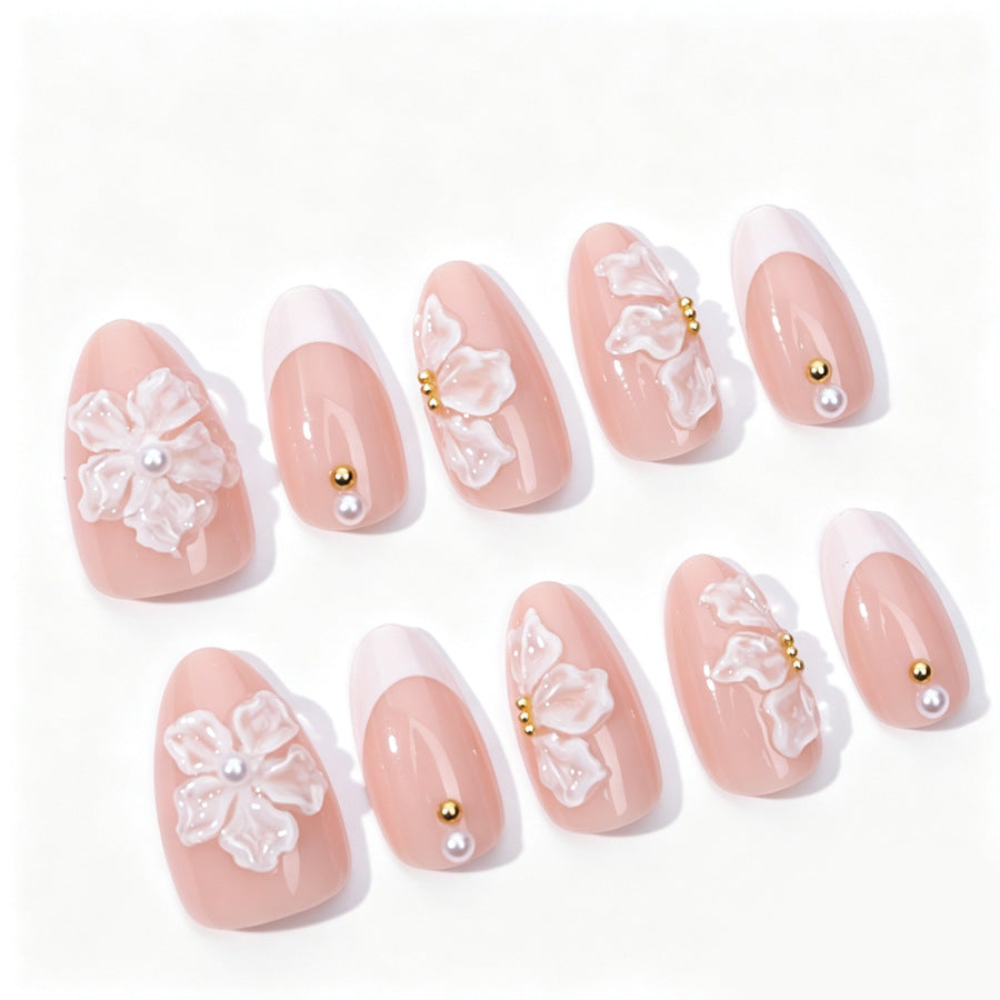 Handmade Floral Design Press-On Nail Set Stornfield