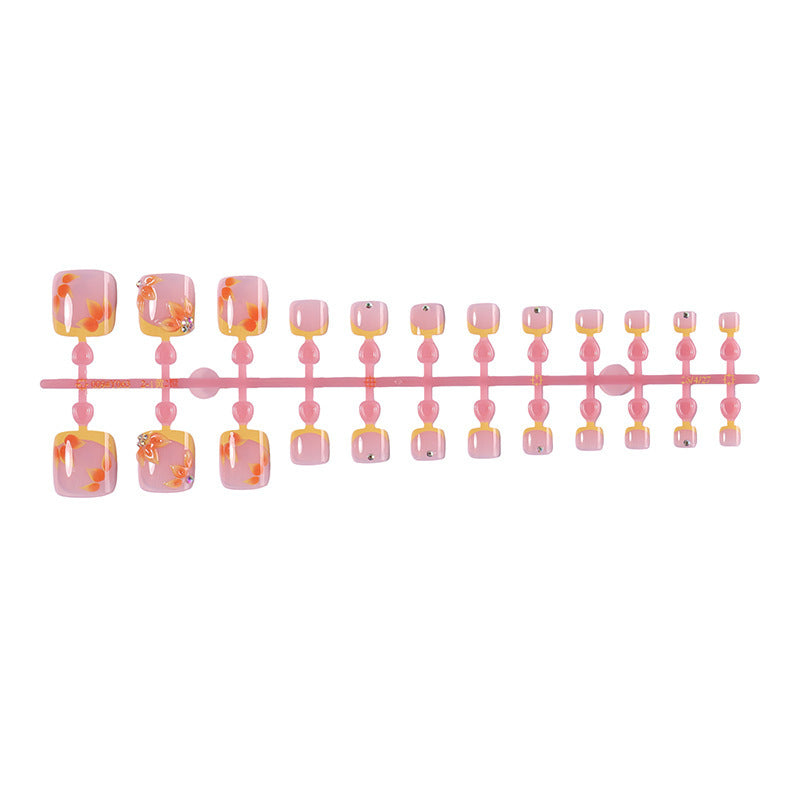 Artificial nail set with floral design and elegant accents Stornfield