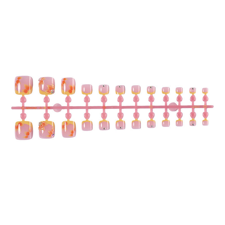 Artificial nail set with floral design and elegant accents Stornfield