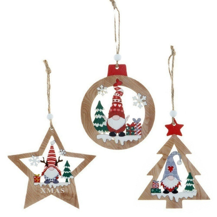 Festive Wooden Christmas Ornament Set