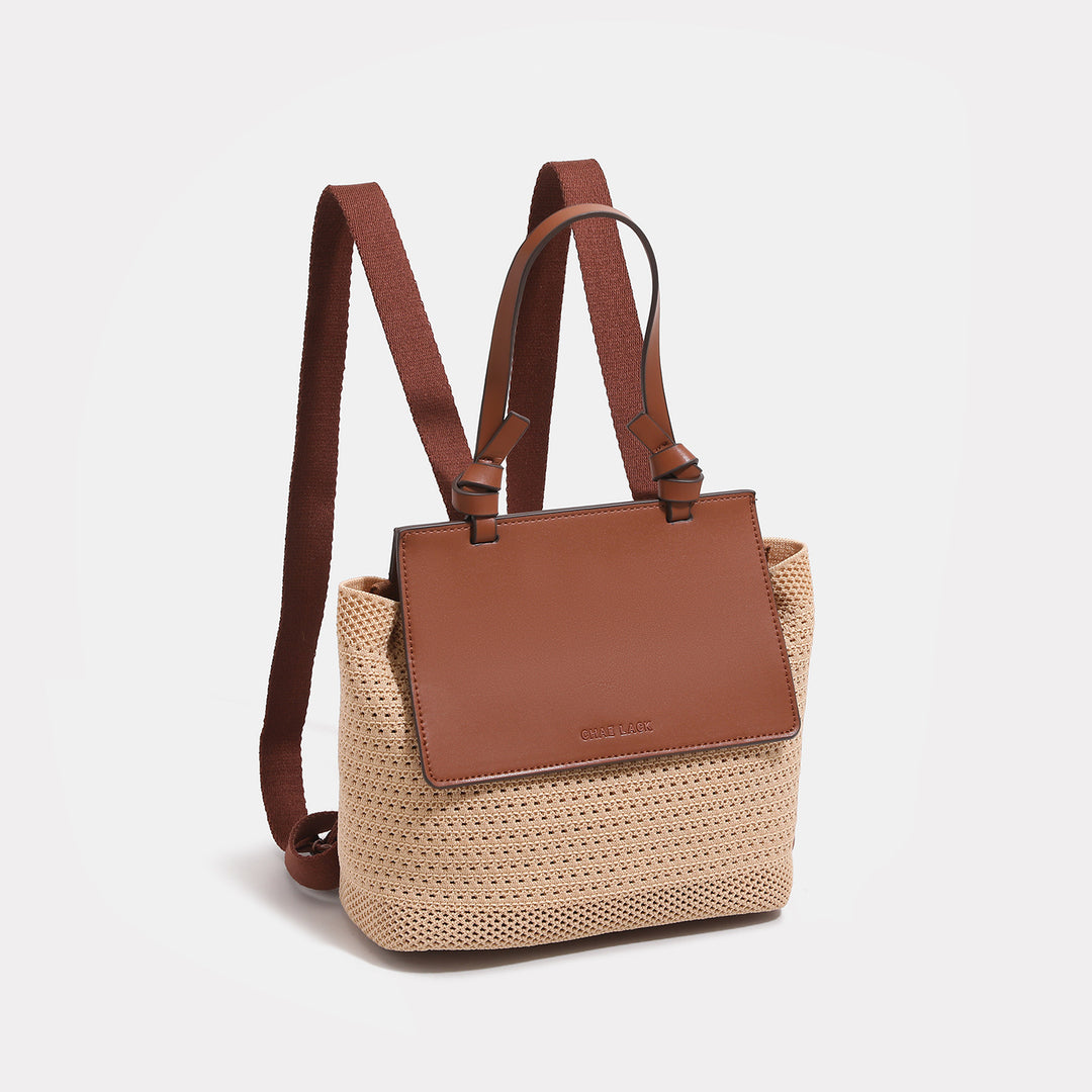 Woven Two-Tone Handheld Tote Bag
